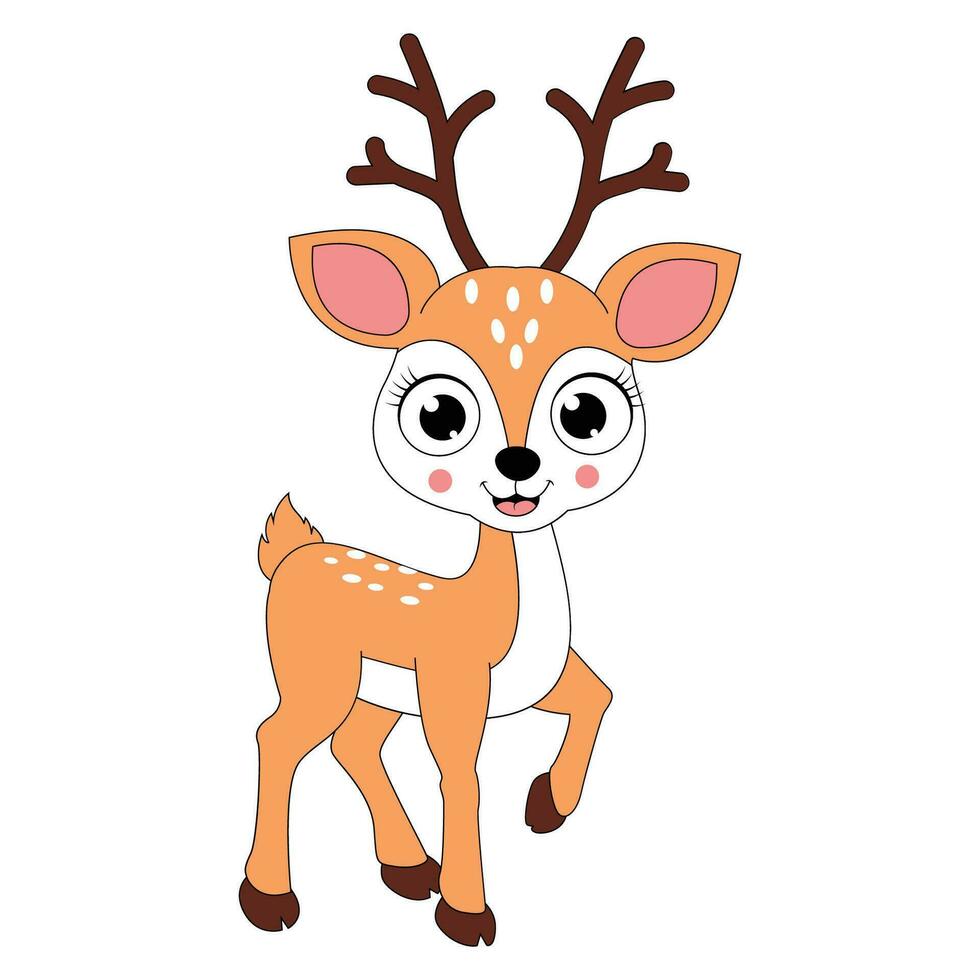 cute deer animal cartoon illustration vector