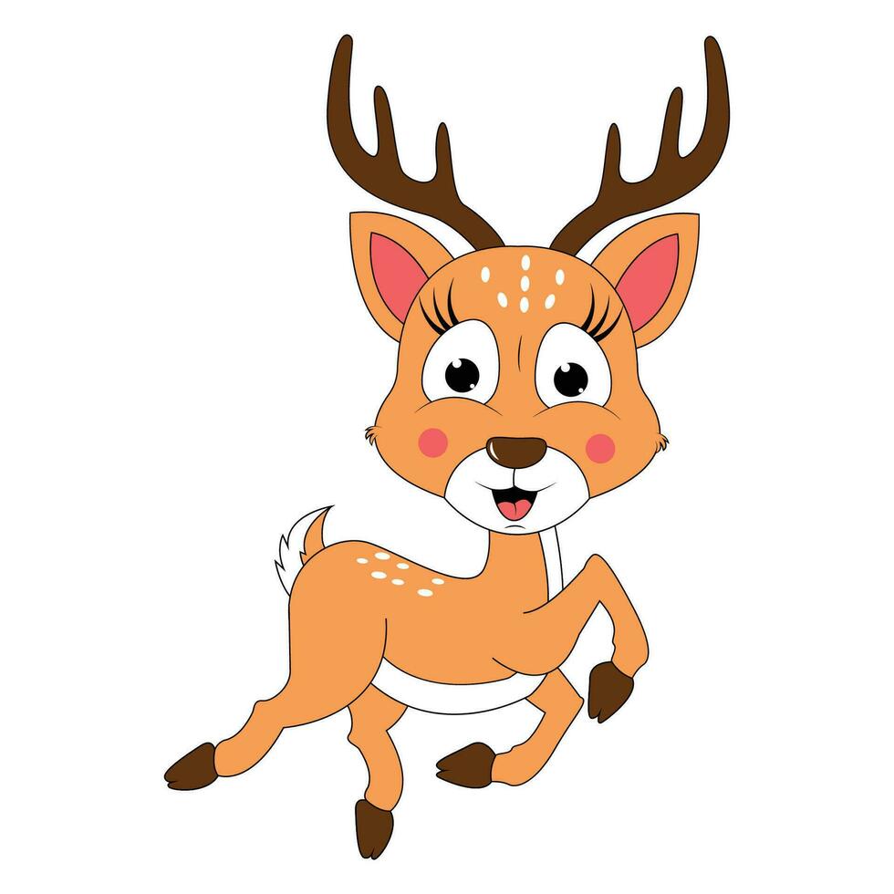 cute deer animal cartoon illustration vector