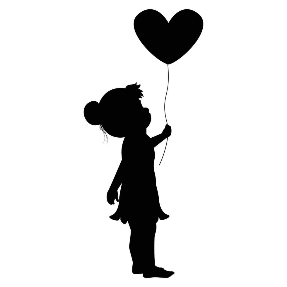 cute little girl silhouette vector