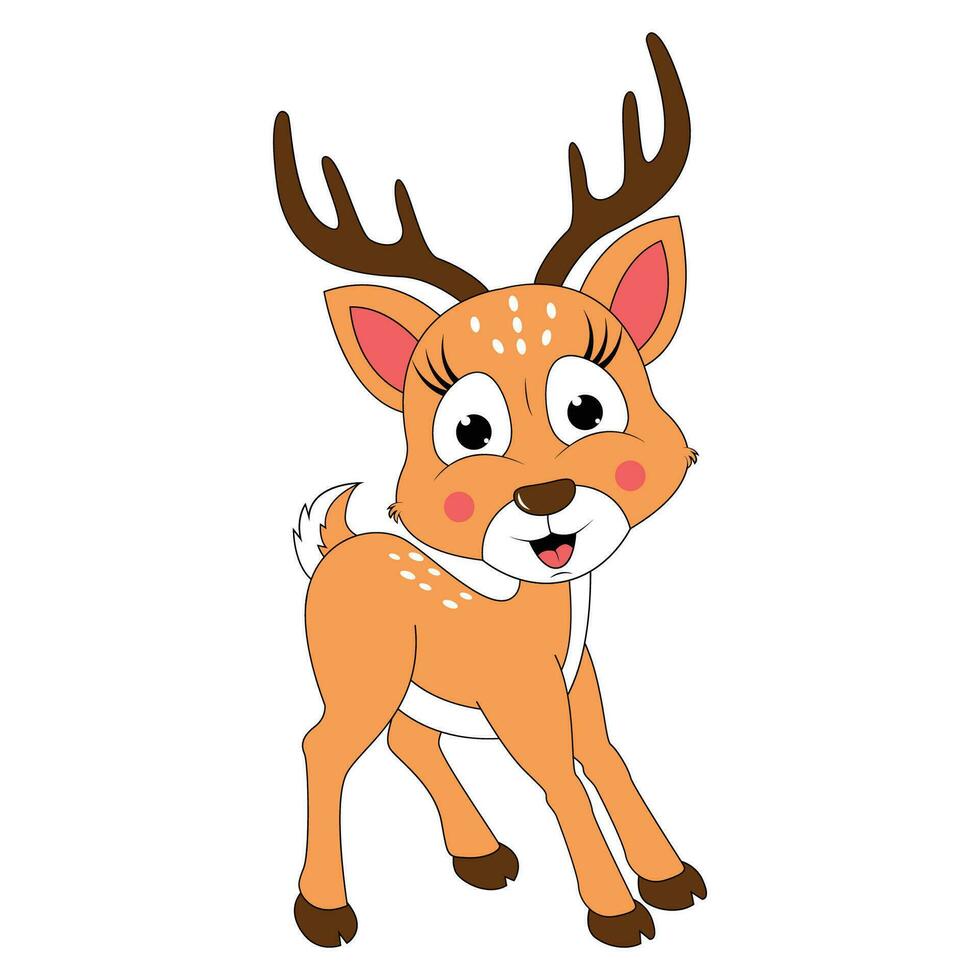 cute deer animal cartoon illustration vector