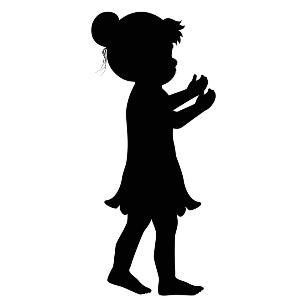 cute little girl silhouette vector