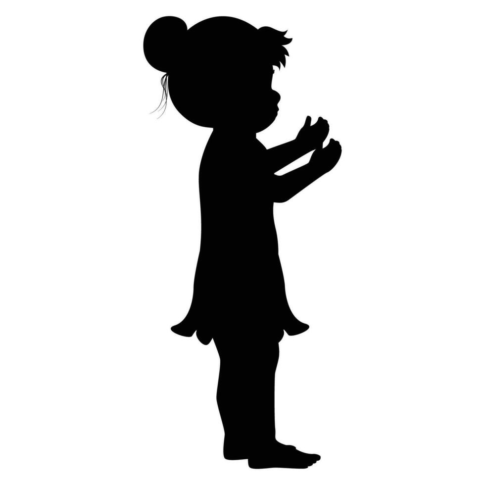 cute little girl silhouette vector