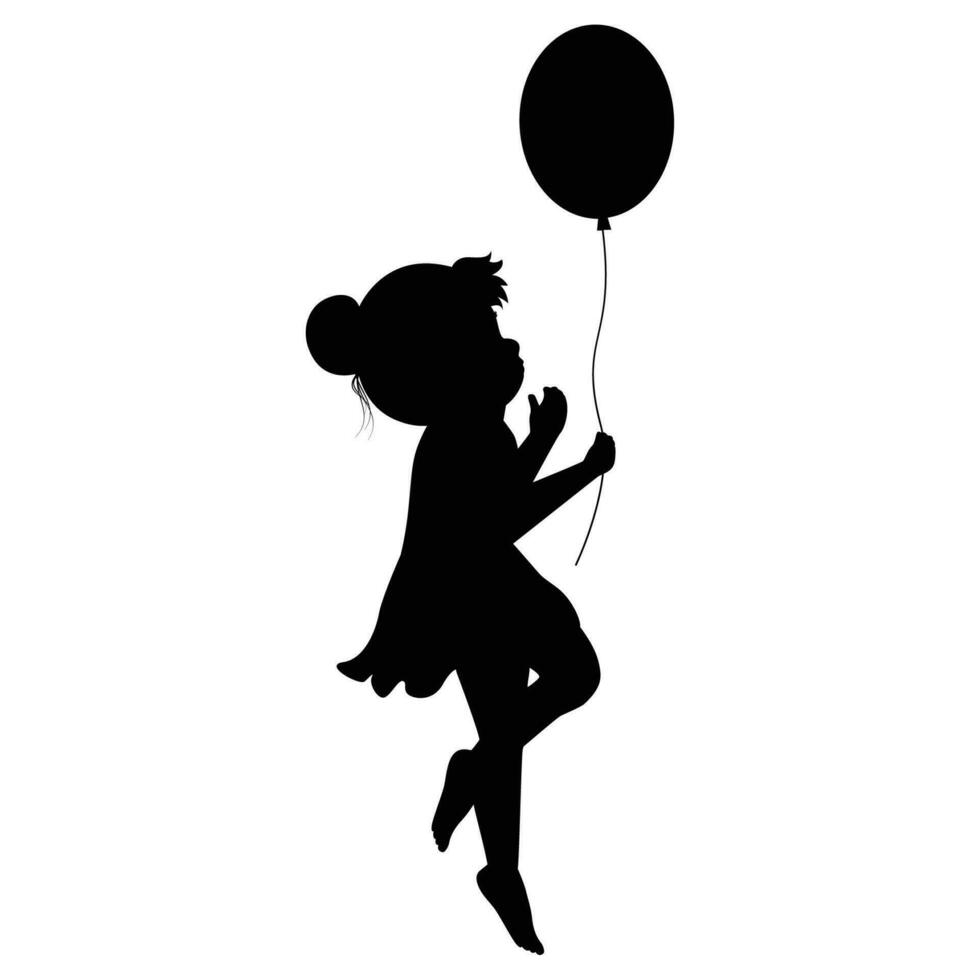 cute little girl silhouette vector