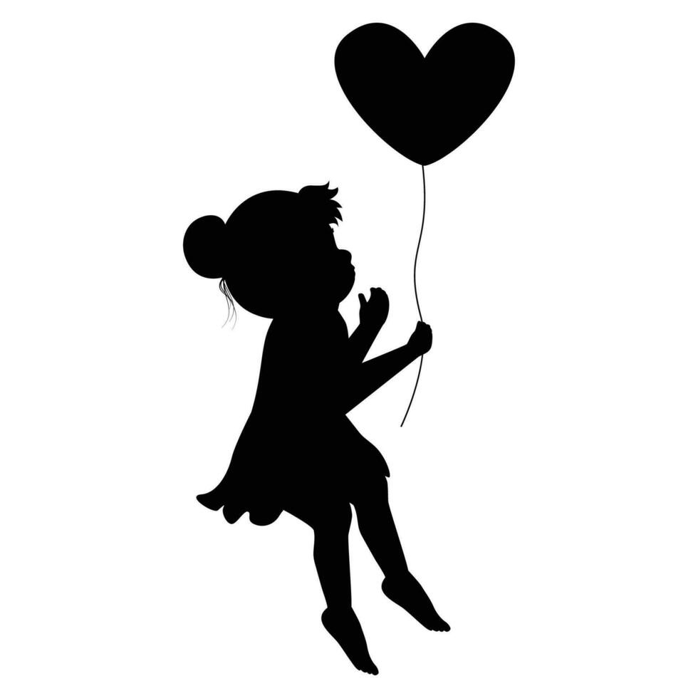 cute little girl silhouette vector