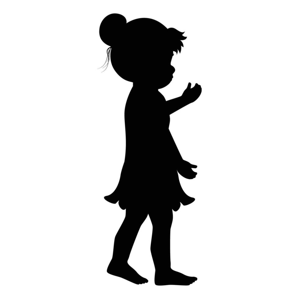 cute little girl silhouette vector