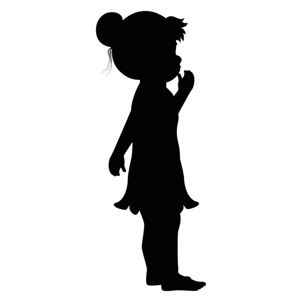 cute little girl silhouette vector