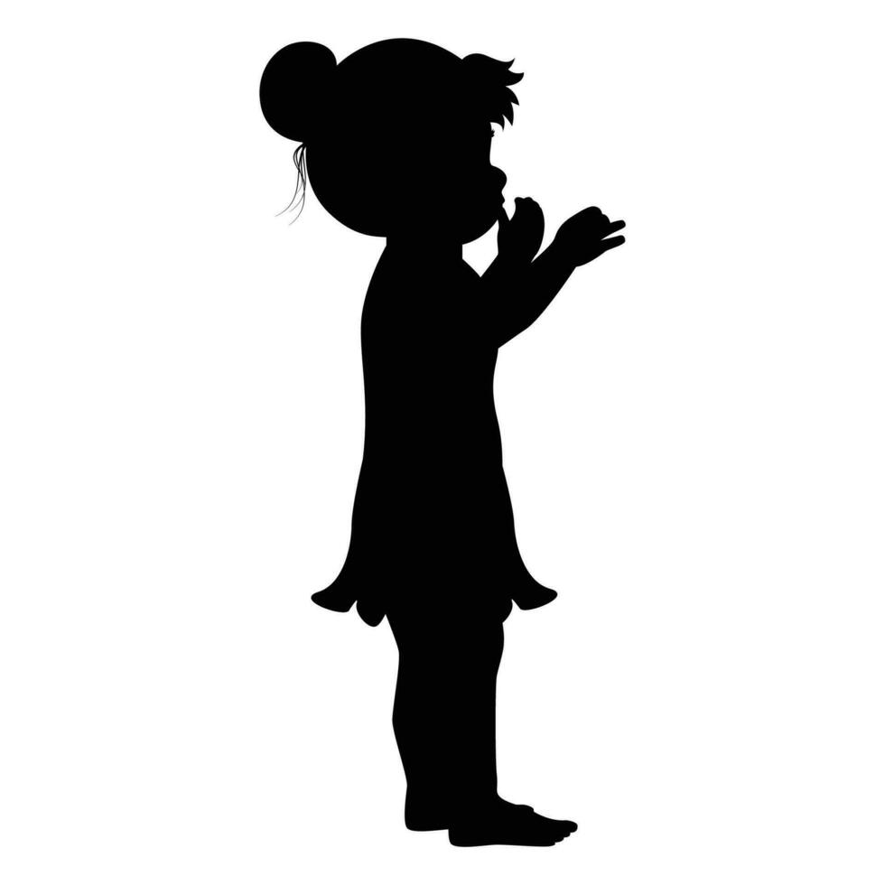 cute little girl silhouette vector