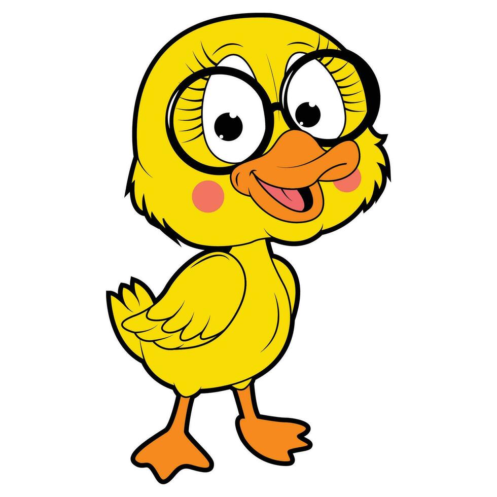 cute duck animal cartoon illustration vector