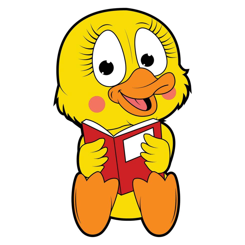 cute duck animal cartoon illustration vector