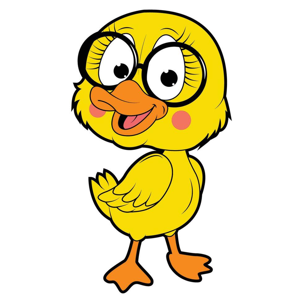 cute duck animal cartoon illustration vector