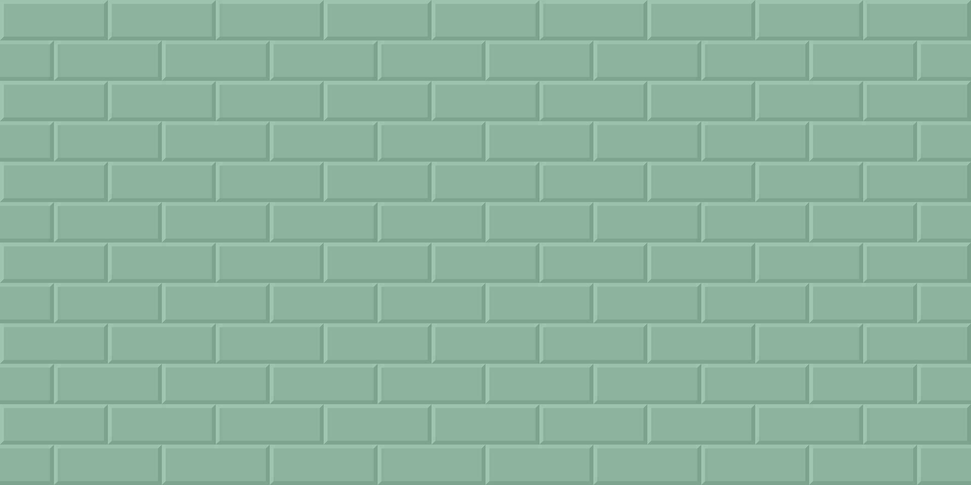 Green brick wall background, Abstract geometric seamless pattern design, Vector illustration