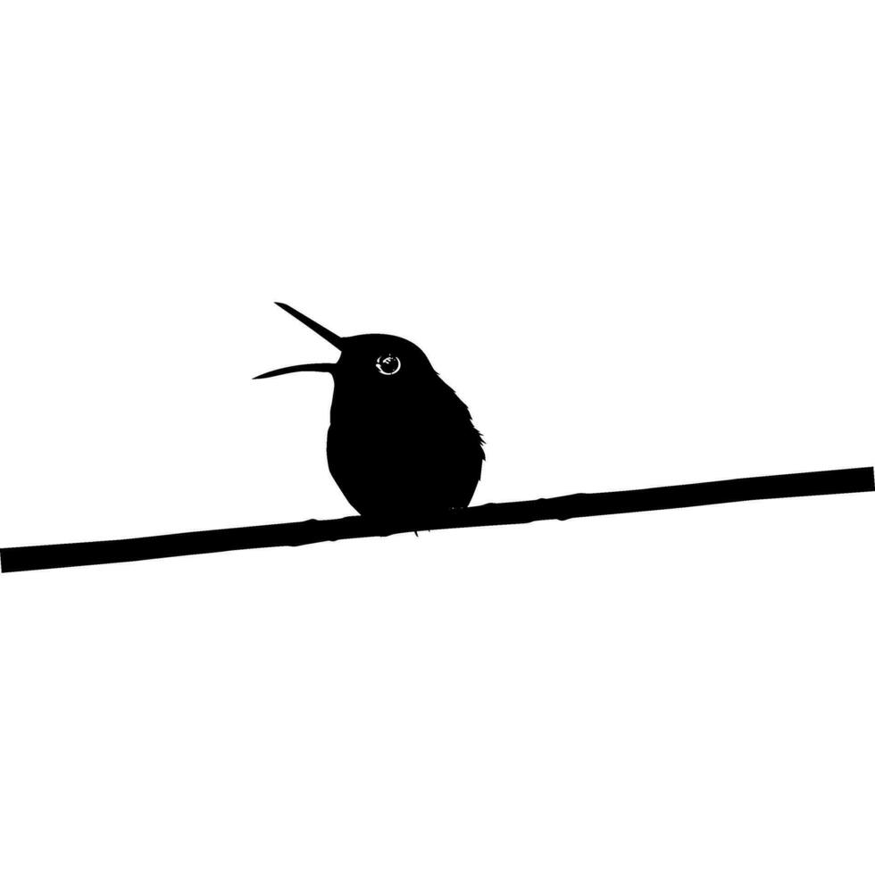 Perched Hummingbird Silhouette, can use Art Illustration, Website, Logo Gram, Pictogram or Graphic Design Element. Vector Illustration