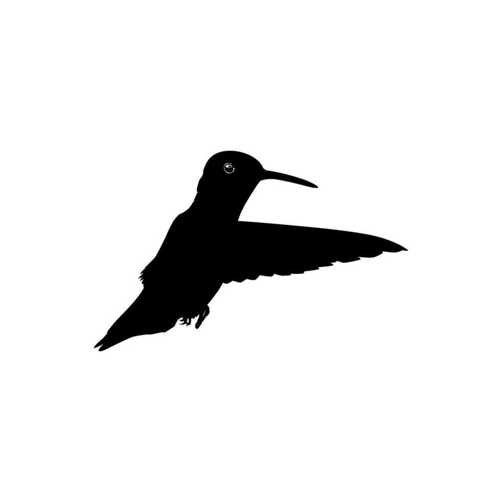 Flying Hummingbird Silhouette, can use Art Illustration, Website, Logo Gram, Pictogram or Graphic Design Element. Vector Illustration