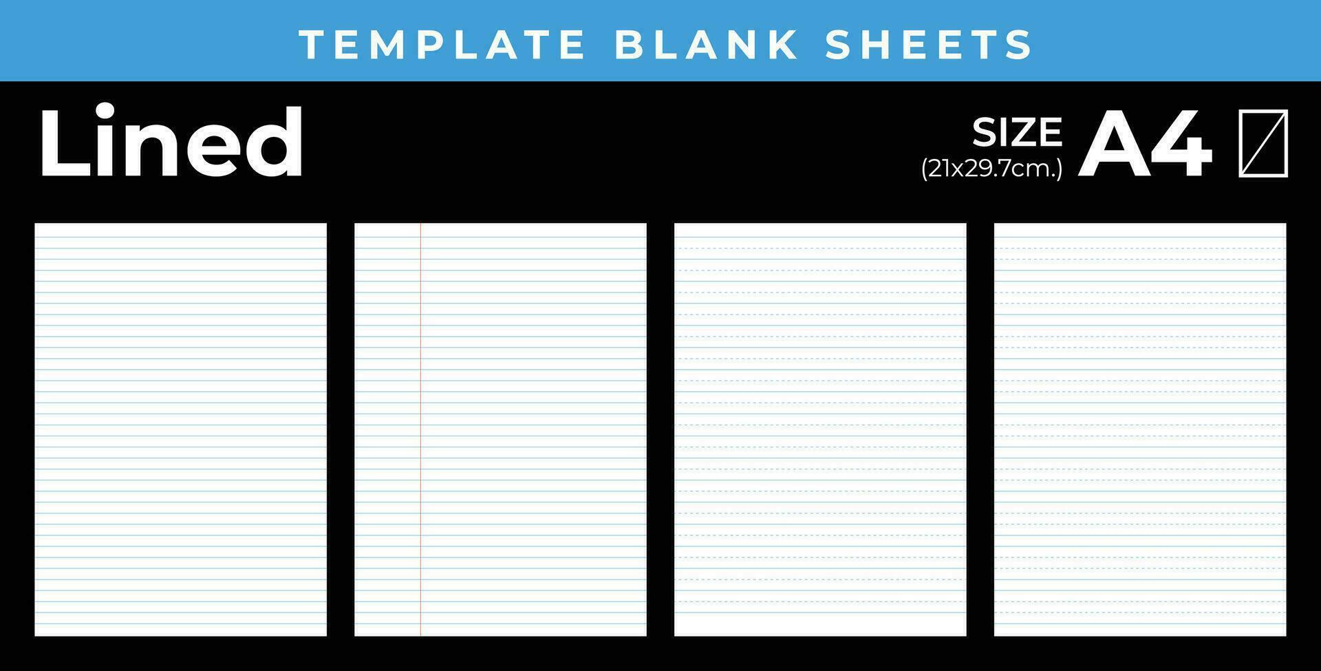 Blank sheets template for notebook, Lined Grid and Dotted, size A4 vector