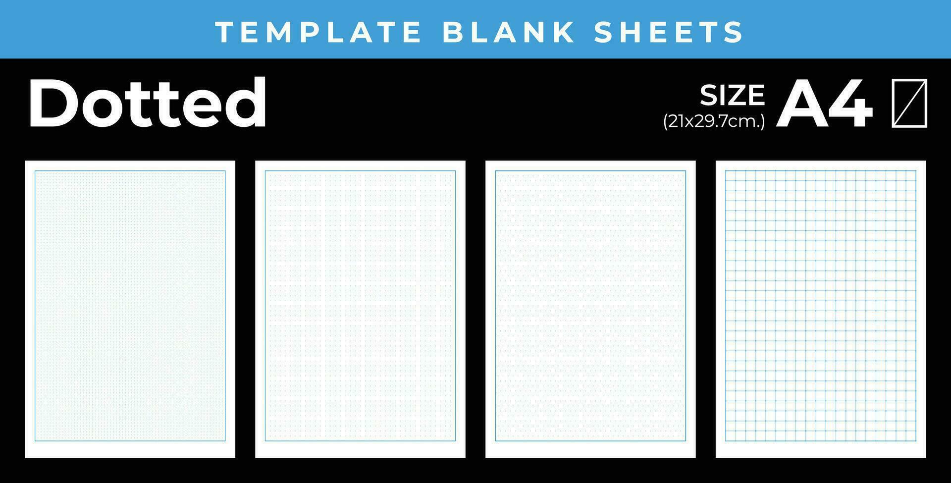 Blank sheets template for notebook, Lined Grid and Dotted, size A4 vector