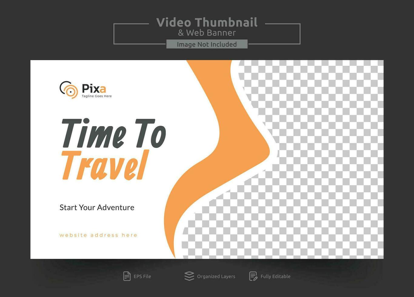 Travel agency web banner or video thumbnail template design. Travelling business promotion video thumbnail or web banner. vector