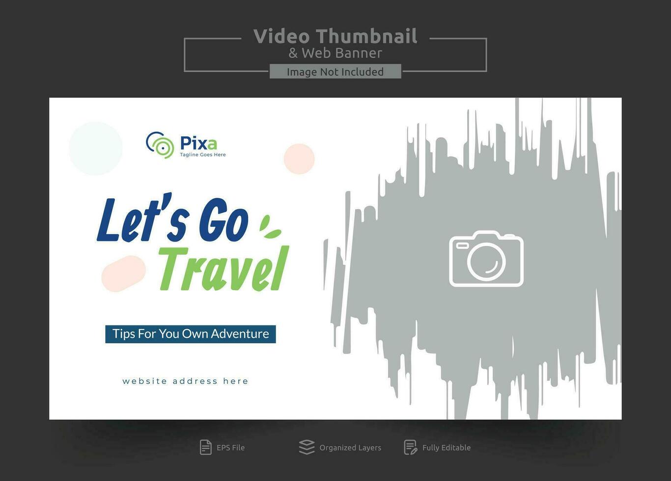 Travel agency web banner or video thumbnail template design. Travelling business promotion video thumbnail or web banner. vector