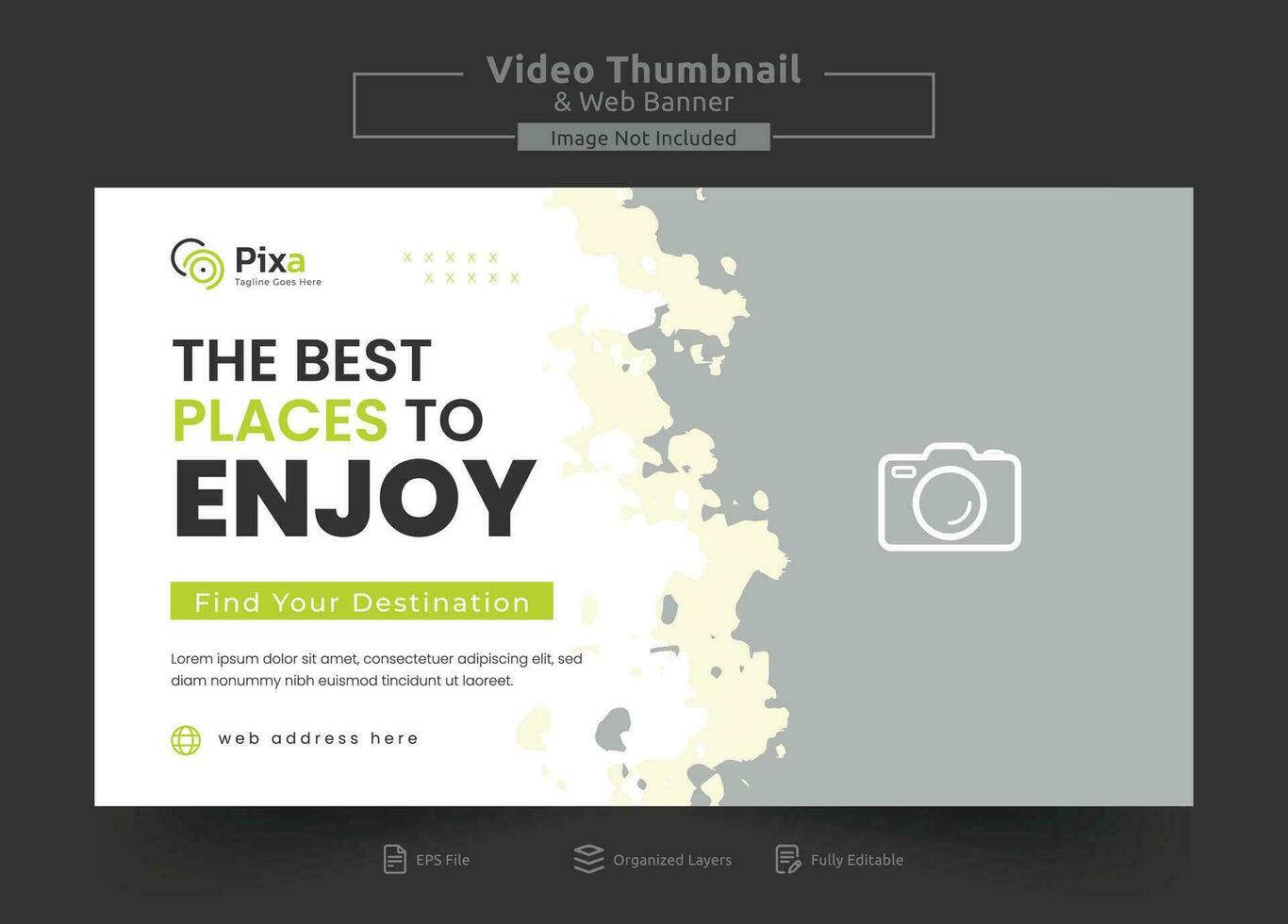 Travel agency web banner or video thumbnail template design. Travelling business promotion video thumbnail or web banner. vector