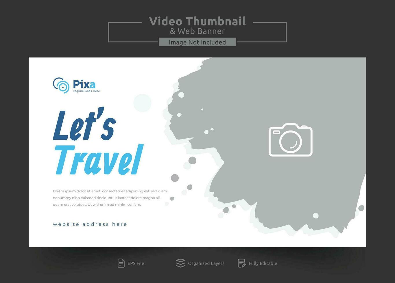 Travel agency web banner or video thumbnail template design. Travelling business promotion video thumbnail or web banner. vector