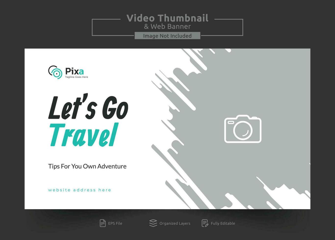 Travel agency web banner or video thumbnail template design. Travelling business promotion video thumbnail or web banner. vector