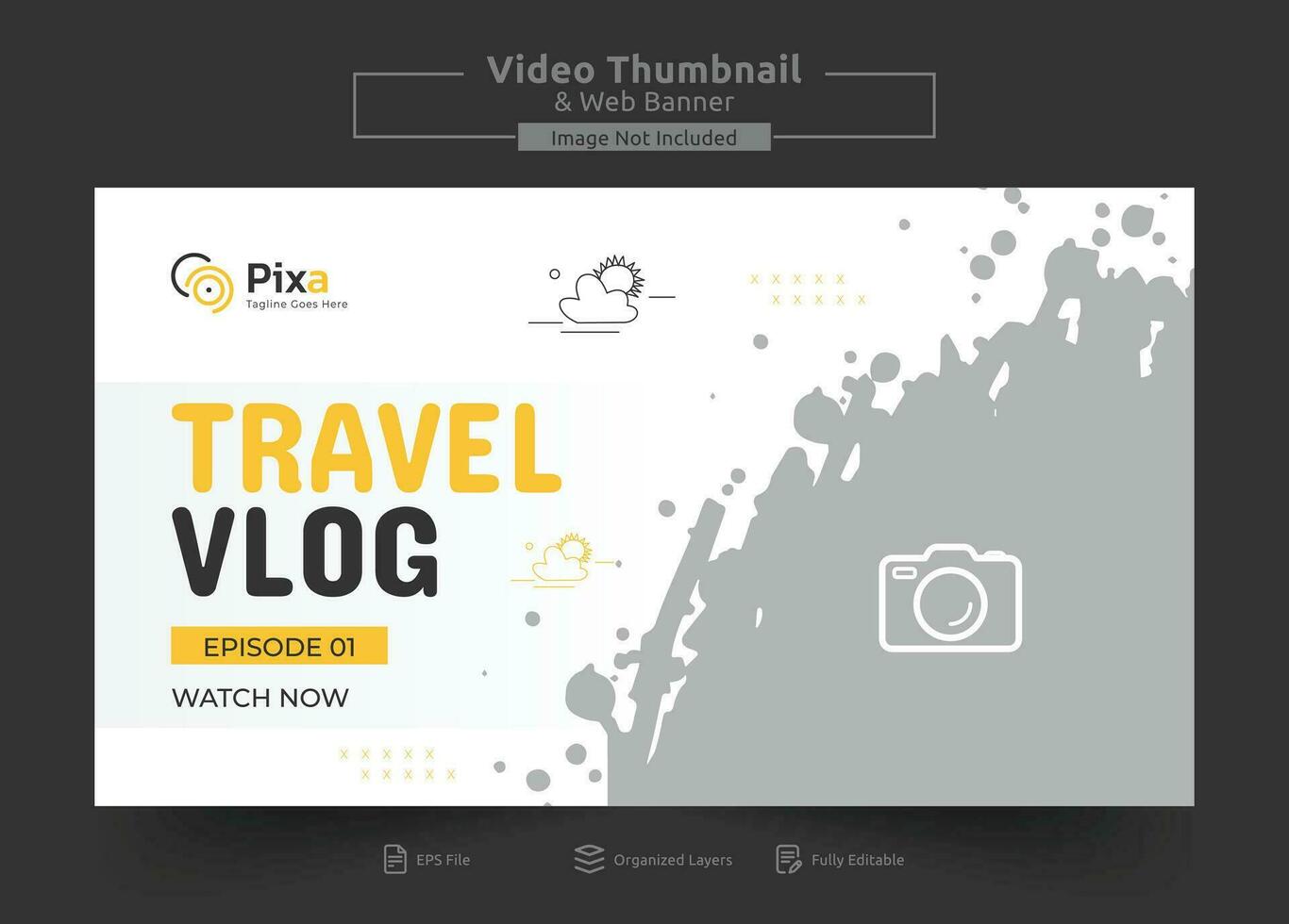 Travel agency web banner or video thumbnail template design. Travelling business promotion video thumbnail or web banner. vector