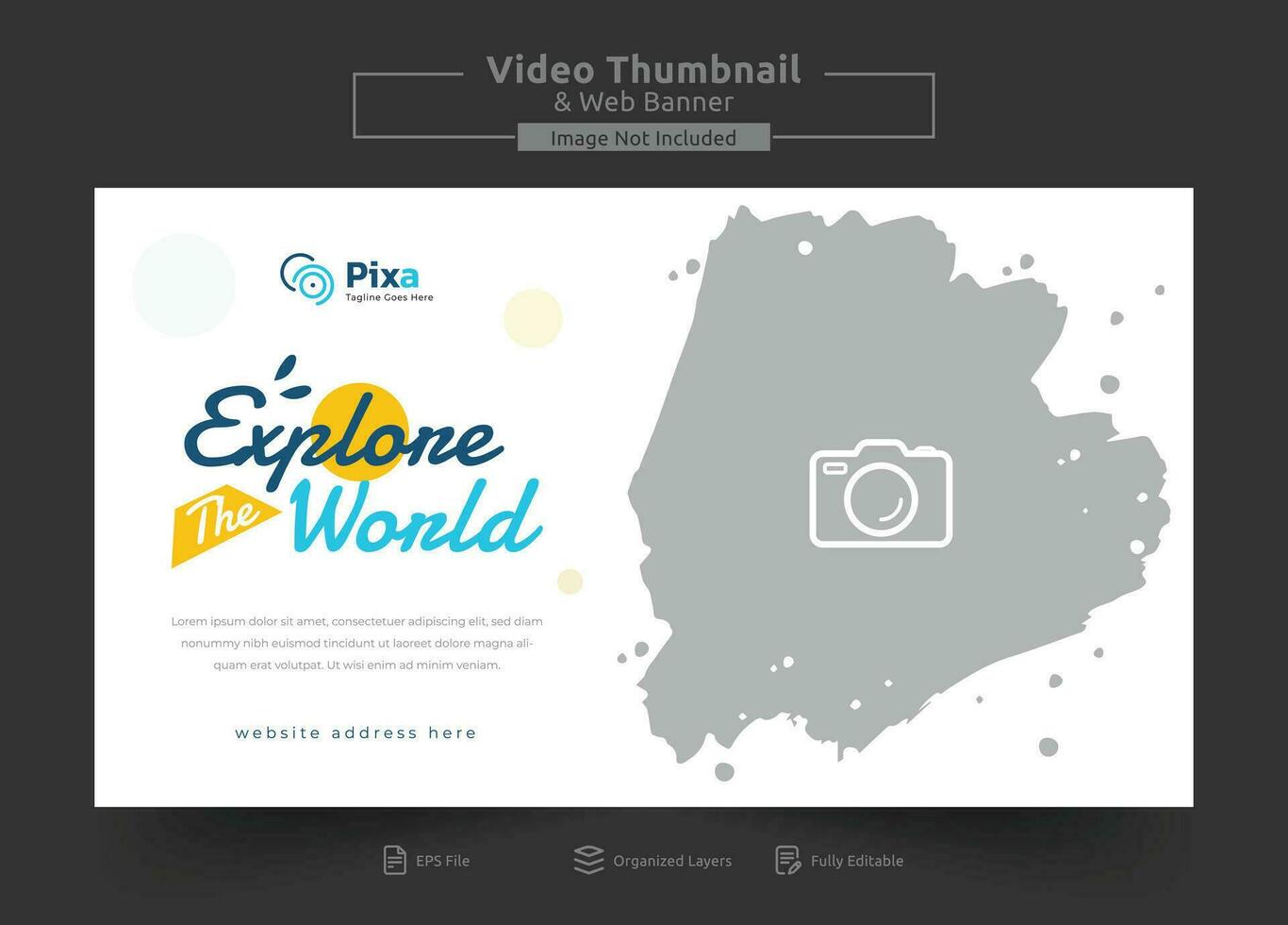 Travel agency web banner or video thumbnail template design. Travelling business promotion video thumbnail or web banner. vector