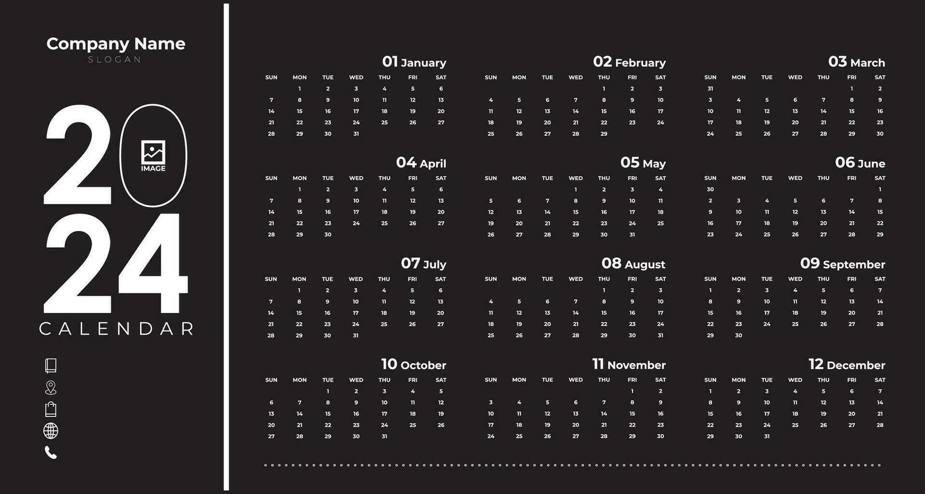 calendario diseño 2024 o nuevo año vector