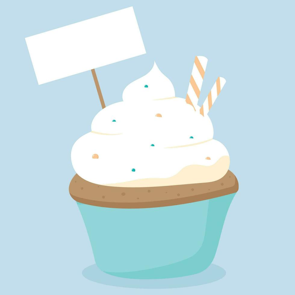 illustration of a cupcake. Sweet cupcake with chocolate. Vector illustration of dessert.