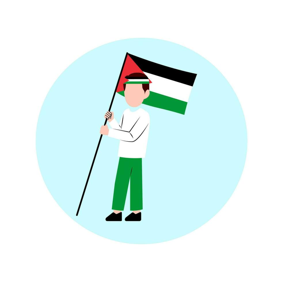 Man Holding Palestine Flag vector