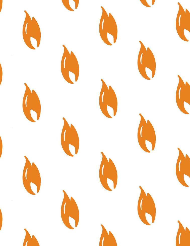 Flame fire doodle pattern. Cute fire icon endless background. vector