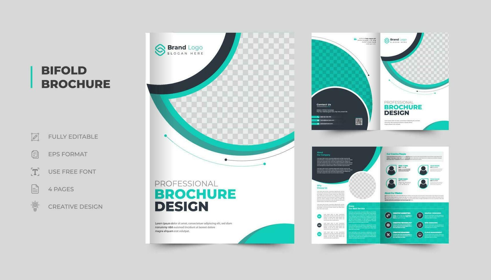Company Bifold Brochure Template for Multipurpose Project vector