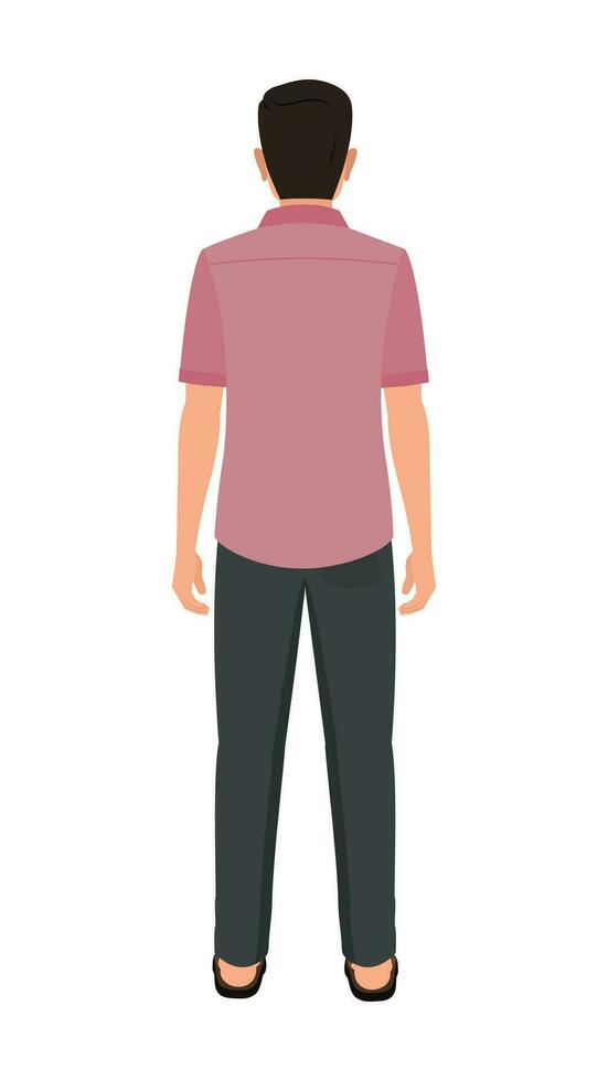 Indian village man back view character illustration for animation vector