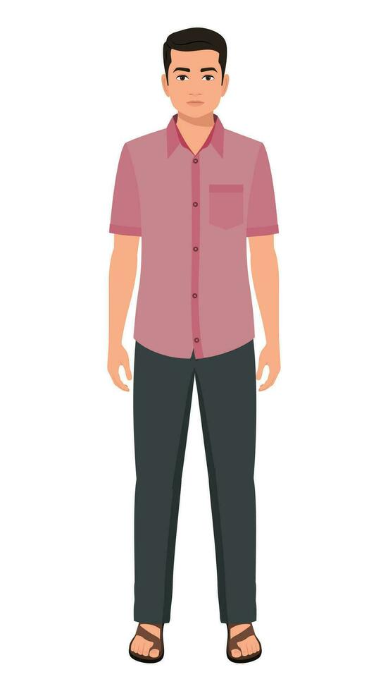 Indian village man front view character illustration for animation vector