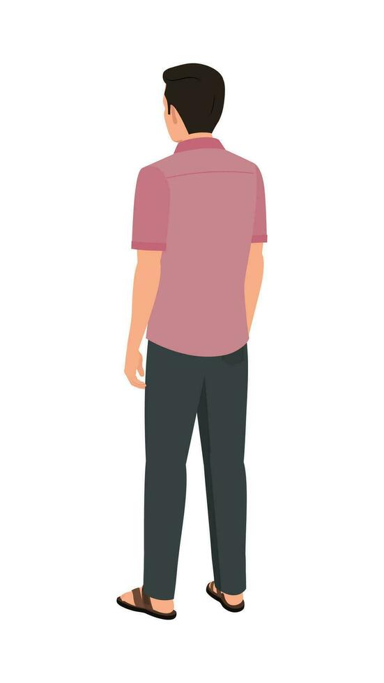 Indian village man back angle view character illustration for animation