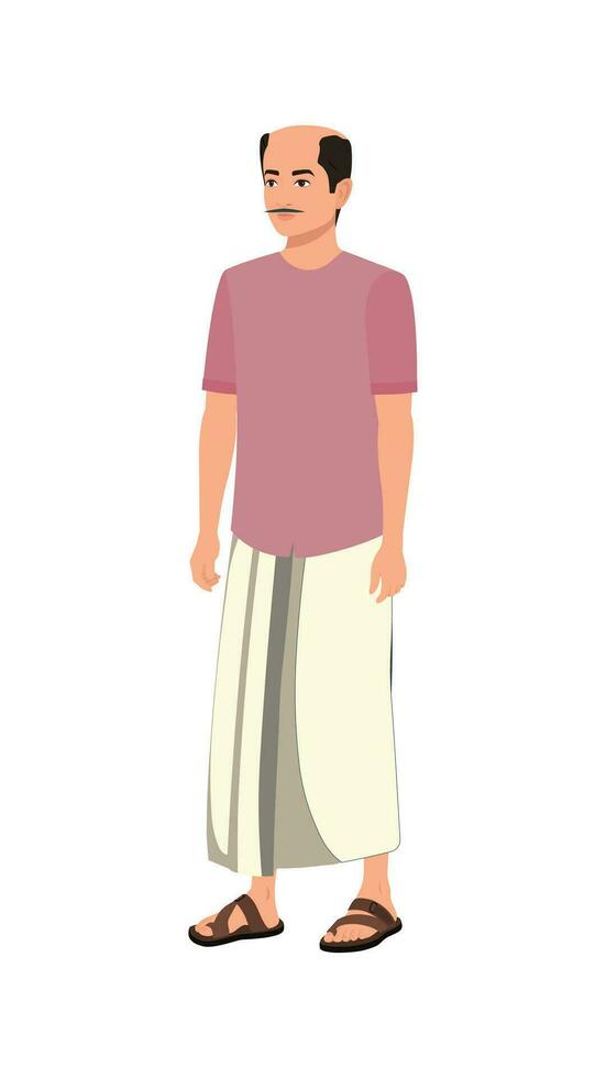 Indian village character in traditional clothes, cartoon style, isolated on a white background vector