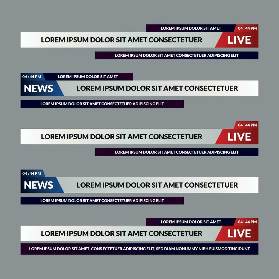 News lower third vector design.Set banner and lower third for news and live. bottom third for broadcast and online media