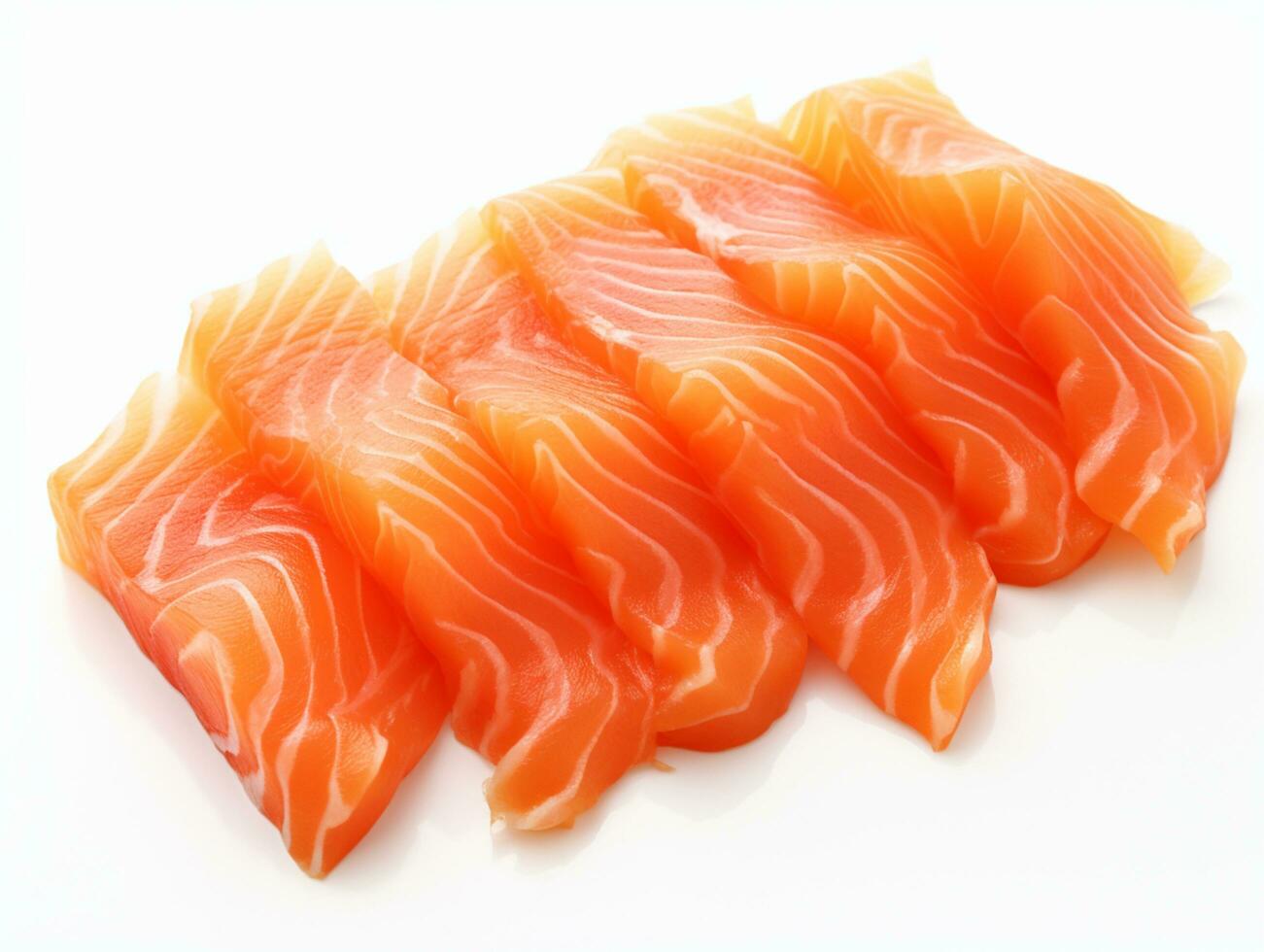 Salmon sashimi on white background.AI Generative. photo