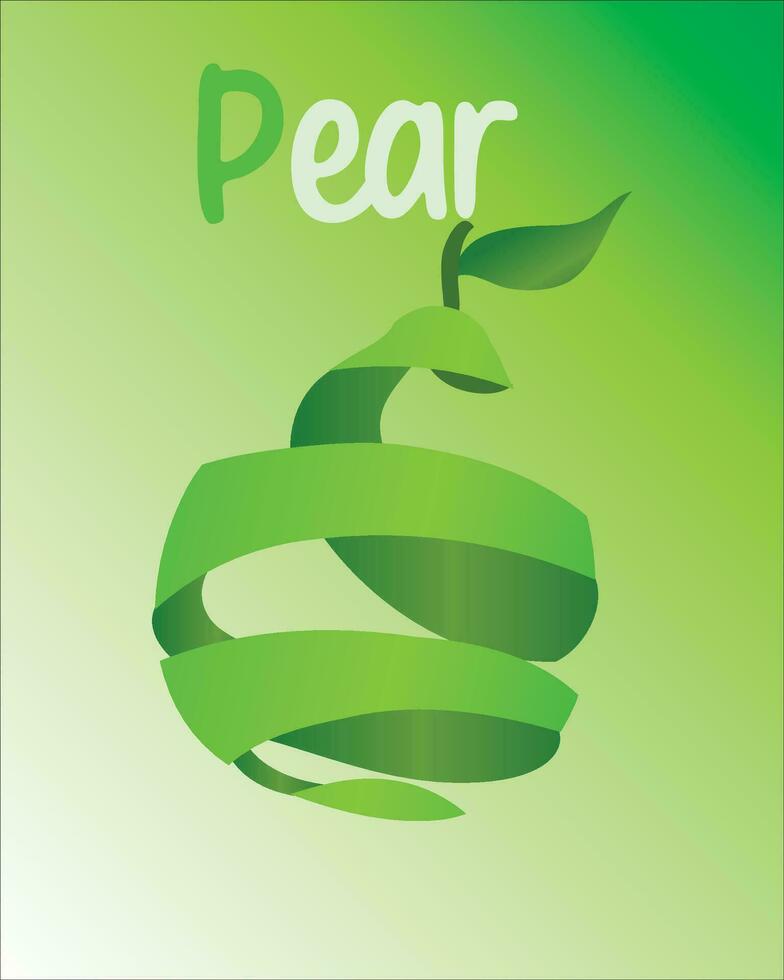 Pear vector illustration. pear strips. green pears. green and white background