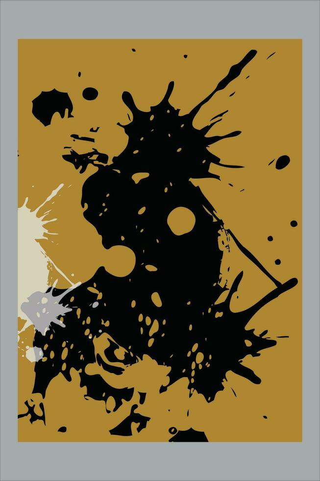 Splashes of black over yellow gradient grunge texture background. Sport style vector illustration