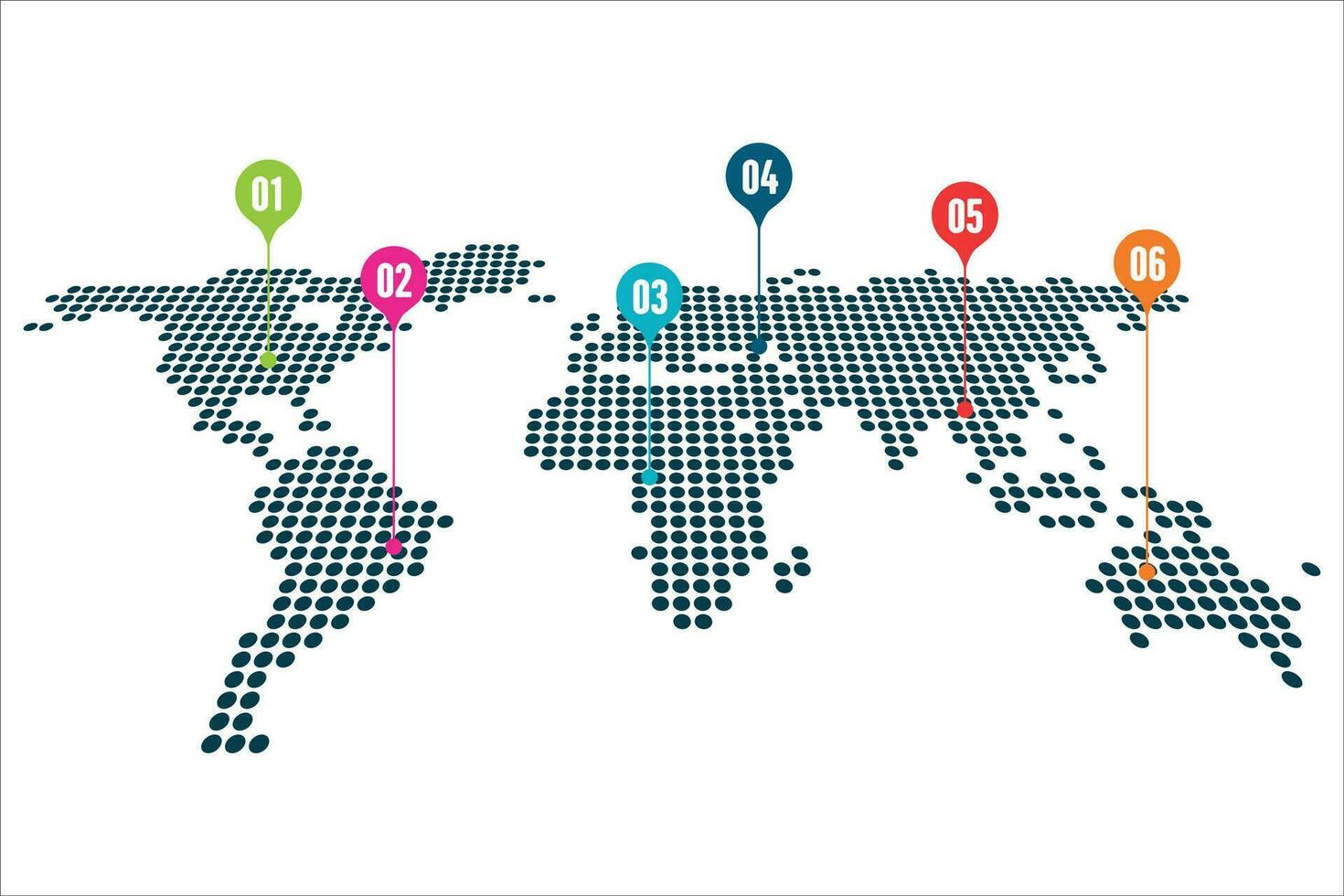 ligero mundo mapa con puntero marcas. comunicación concepto vector