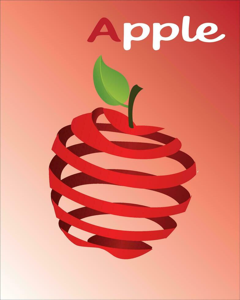 3d realistic red isolated apple vector, whole with strip slices. apple strips vector