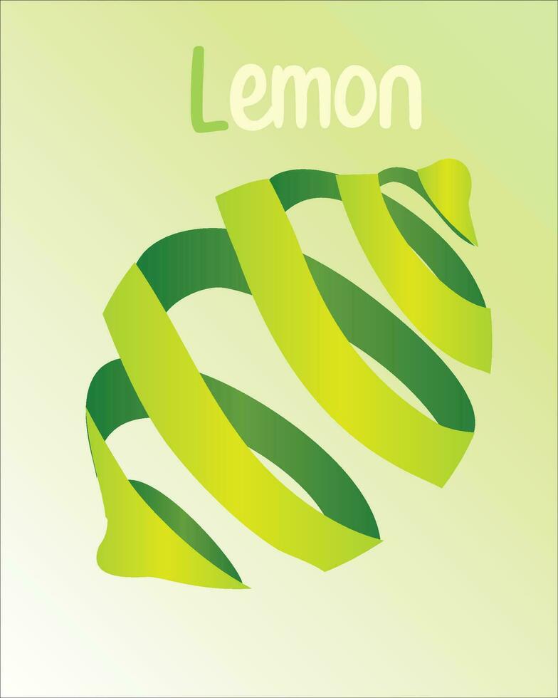 Lemon. strip style lemons on yellow background. Realistic 3d vector illustration.