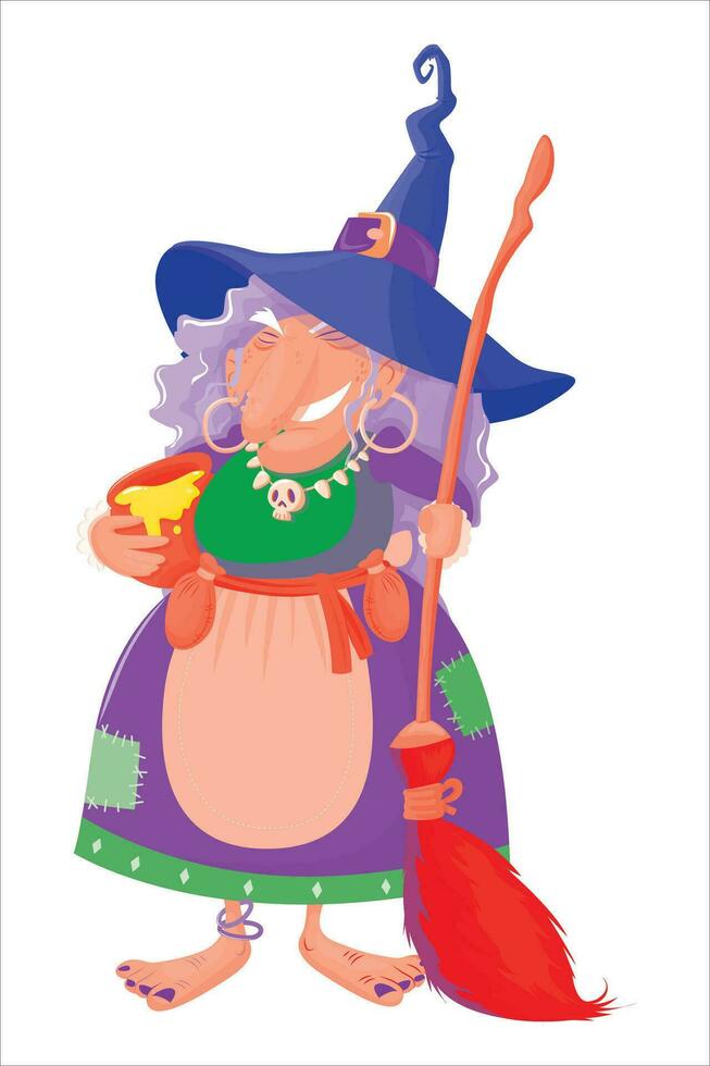 Happy Halloween Witch Vector Illustration Set Isolated On White Background. evil witch