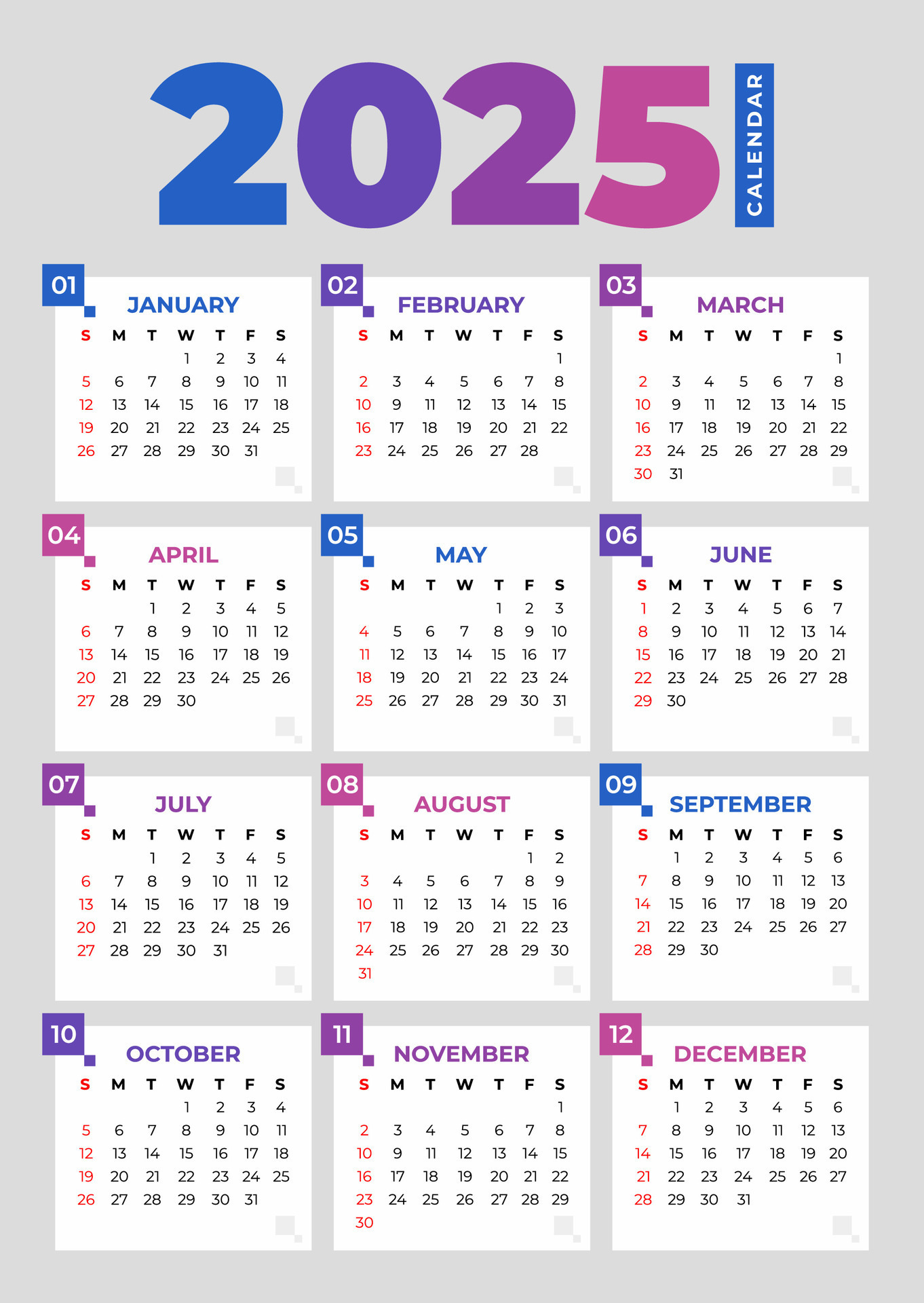 2025 básico calendario en blanco antecedentes 33950298 Vector en Vecteezy