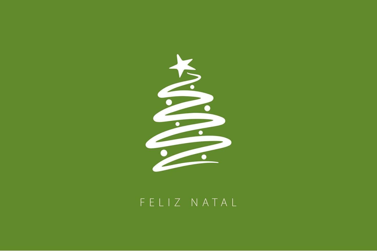 Christmas card template with lettering in Portuguese and Christmas Tree. vector