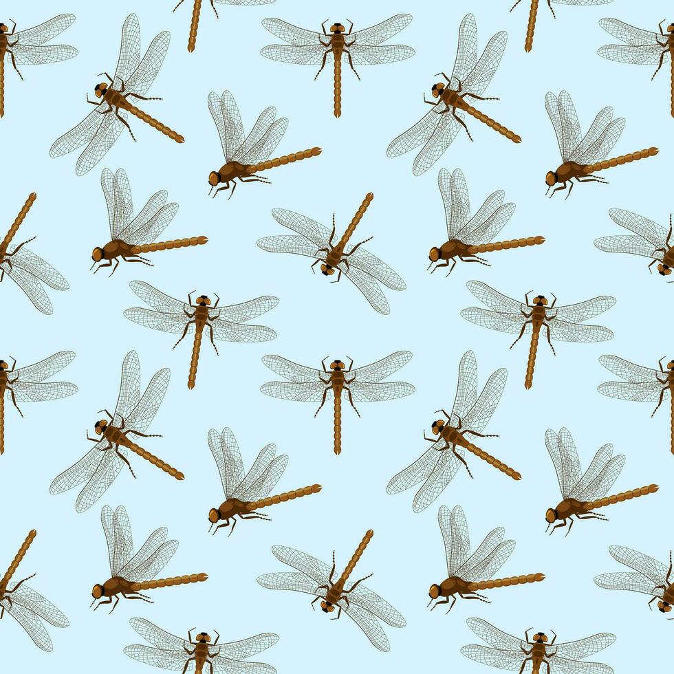 vector sin costura modelo con libélulas creativo textura para tela, envase, textil, fondo de pantalla, vestir. verano libélulas en el cielo. sencillo minimalista impresión con libélula insectos vector