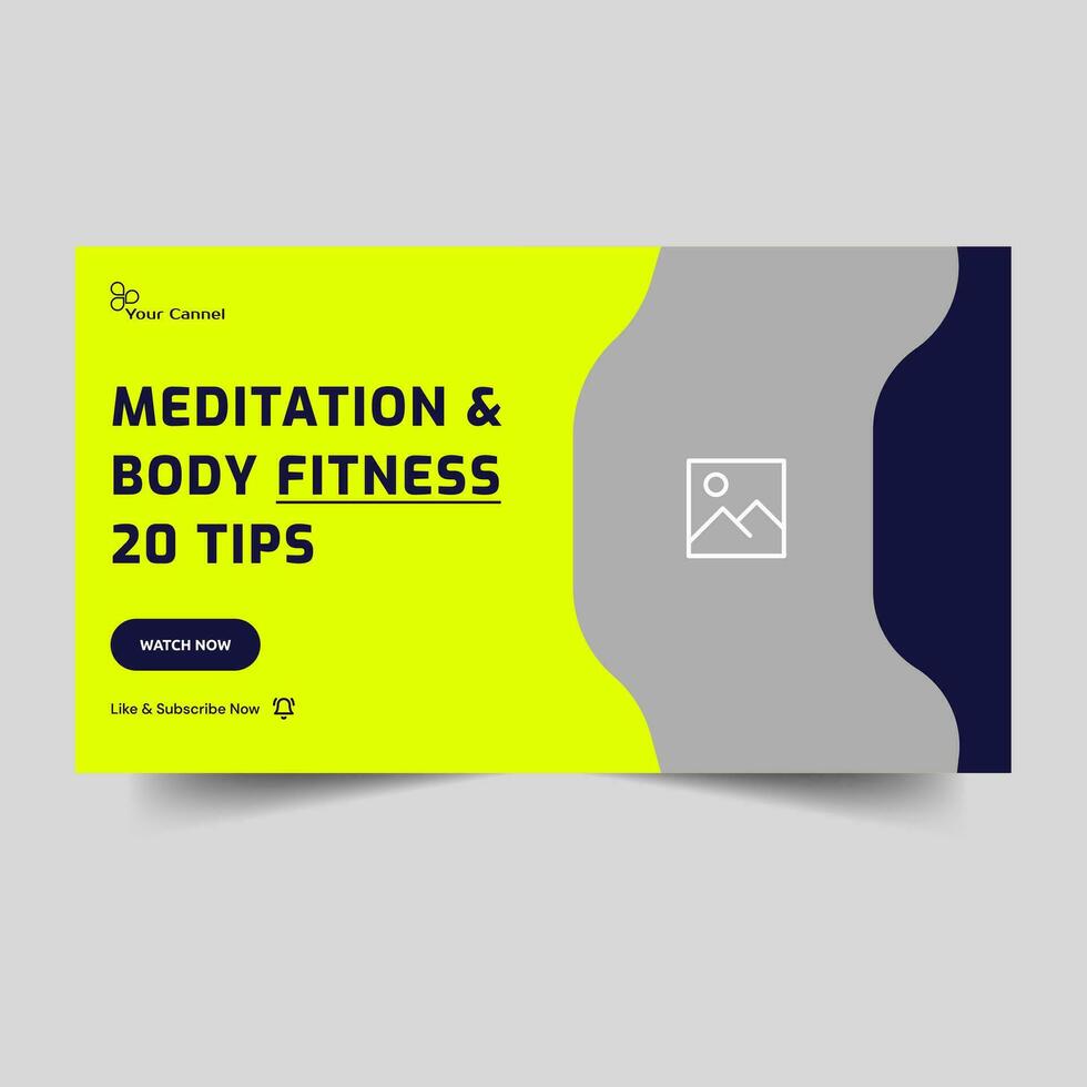 Meditation and body fitness video thumbnail banner design, fully editable vector eps 10 file format