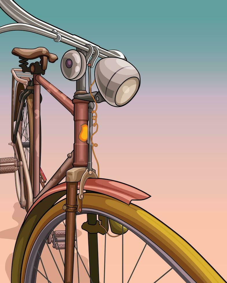 antique bicycle vector in brown color for background design.
