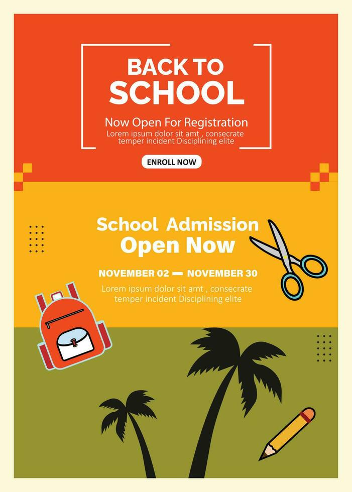 back to school party vertical poster template vector