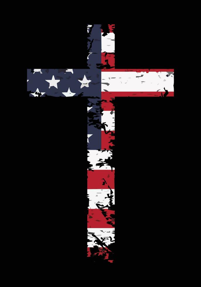 USA Flag Christian Cross Religious Design vector